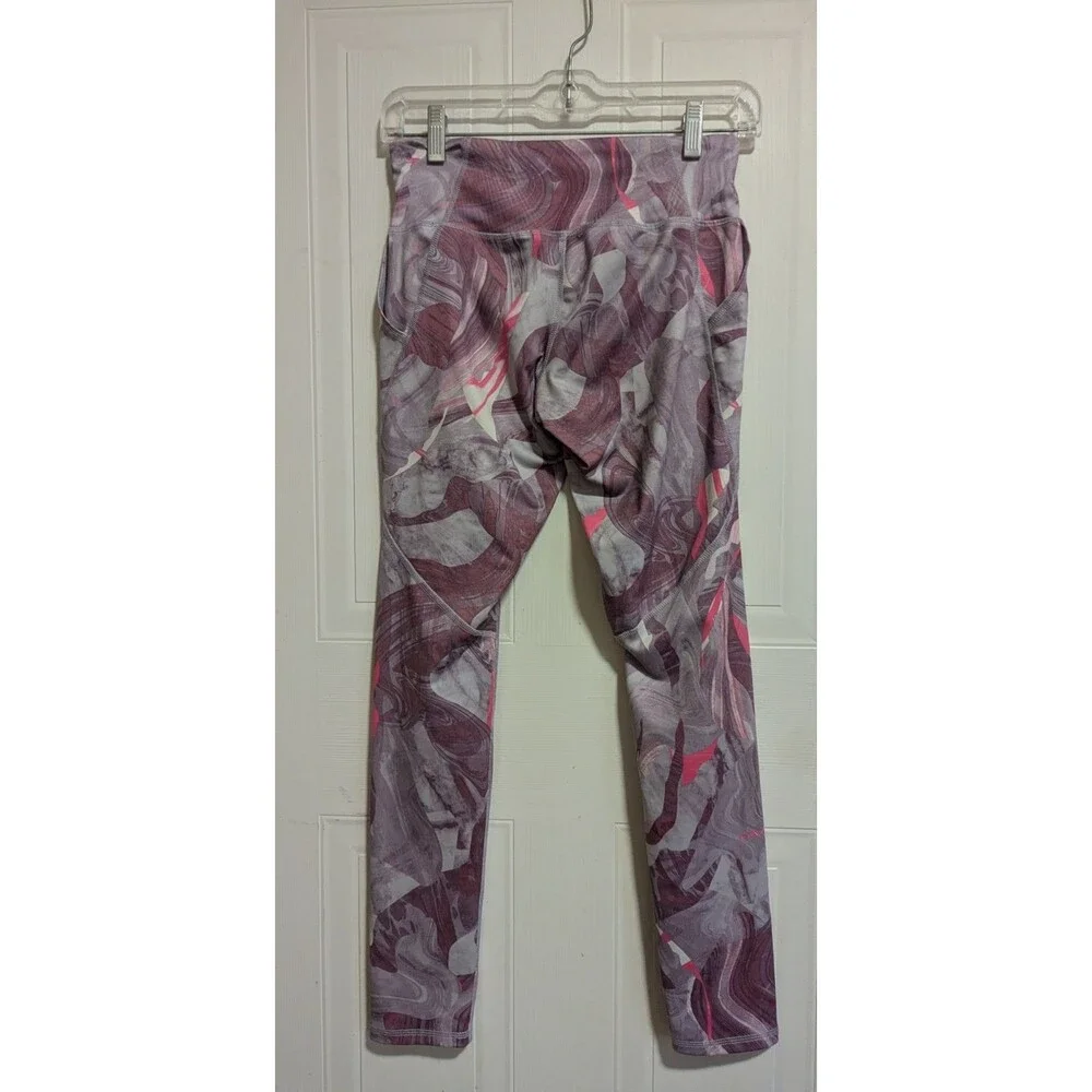 Old Navy Active Girls XL 14-16 Abstract Ankle Leggings Purple Gray Pink Pockets